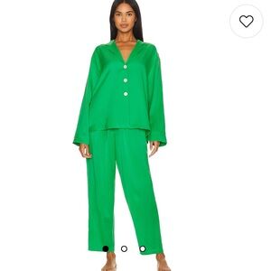 Lunya Washable Silk Pajama Set, Glade Green, Size Small